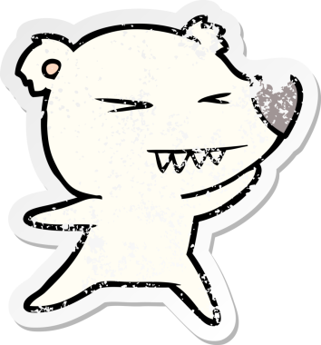 Kızgın bir kutup ayısı karikatürü bir insan tarafından çizilmiş.