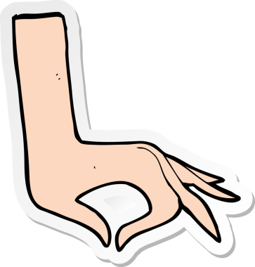 Bir insan tarafından çizilmiş bir el sembolünün çıkartması.