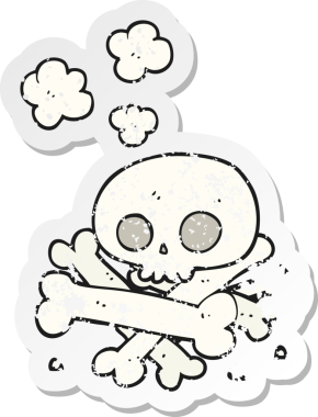 Bir insan tarafından çizilmiş bir karikatür kemik yığınının geriletilmiş yapıştırması.