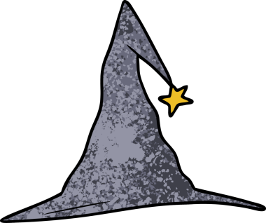 Bir insan tarafından çizilmiş bir cadı şapkası.