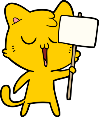 Bir insan tarafından çizilmiş çizgi film kedisi.