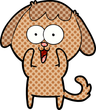 Bir insan tarafından çizilmiş şirin bir çizgi film köpeği.