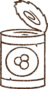 Bir insan tarafından çizilmiş konserve gıda kömürü.