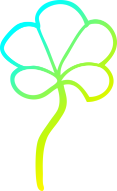 Bir insanın çizdiği karikatür çiçeğinin soğuk gradyan çizgisi.