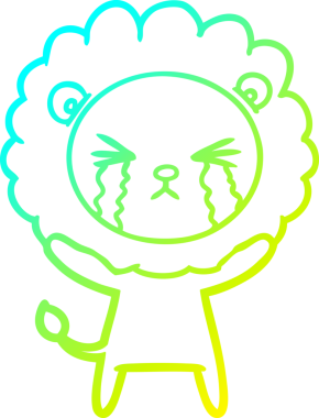 Bir insan tarafından çizilmiş ağlayan aslanın soğuk gradyan çizgisi