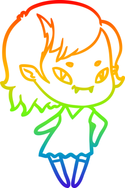 Gökkuşağı gradyan çizgi çizimi Bir insan tarafından çizilmiş havalı vampir kız