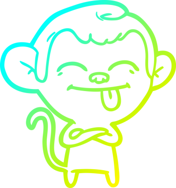 Bir insan tarafından çizilmiş komik bir çizgi maymunun soğuk eğim çizgisi.