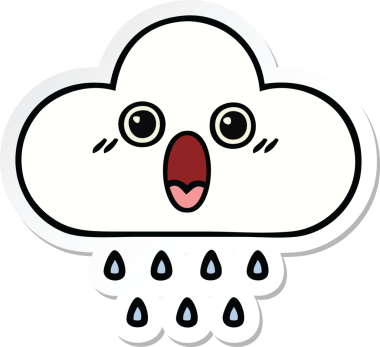 Bir insan tarafından çizilmiş şirin bir yağmur bulutunun çıkartması.