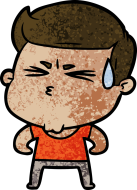 Bir insan tarafından çizilmiş terleyen çizgi film adamı.