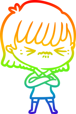 gökkuşağı gradyan çizimi bir insan tarafından çizilmiş bir çizgi film kızı