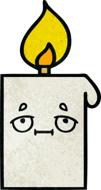 Bir insan tarafından çizilmiş yanan bir mumun retro grunge desen karikatürü