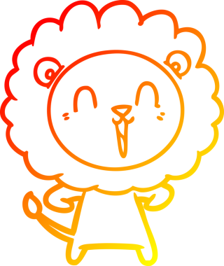 Bir insan tarafından çizilmiş gülen aslan karikatürü.