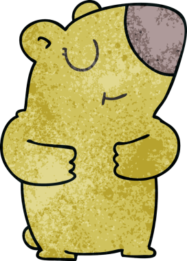 Bir insan tarafından çizilmiş garip bir çizgi film ayısı.