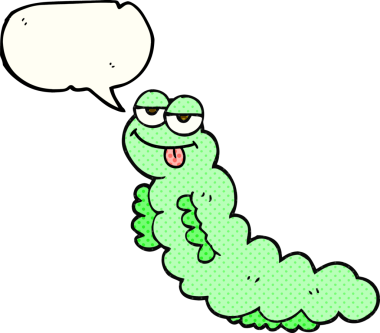 Bir insan tarafından çizilmiş serbest çizilmiş çizgi roman konuşma balonu çizgi film tırtılı.