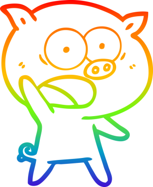 Gökkuşağı gradyan çizimi Bir insan tarafından çizilen bağıran domuz çizgi filmi