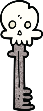 Bir insan tarafından çizilmiş garip kafatası anahtarı.