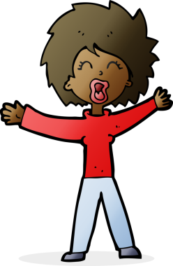 Bir insan tarafından çizilmiş karikatür kadın bağırıyor.