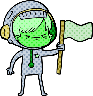 Bir insan tarafından çizilmiş astronot kadın.