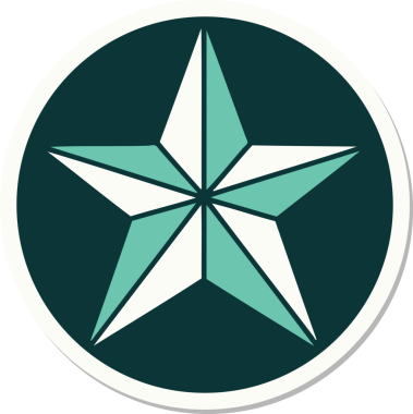 Bir insan tarafından çizilmiş geleneksel bir yıldız stiliyle dövme çıkartması.