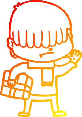 Bir insan tarafından çizilmiş dağınık saçlı bir çizgi film çocuğunun sıcak çizgi çizimi.