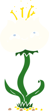 Bir insan tarafından çizilmiş şirin düz renkli karikatür.