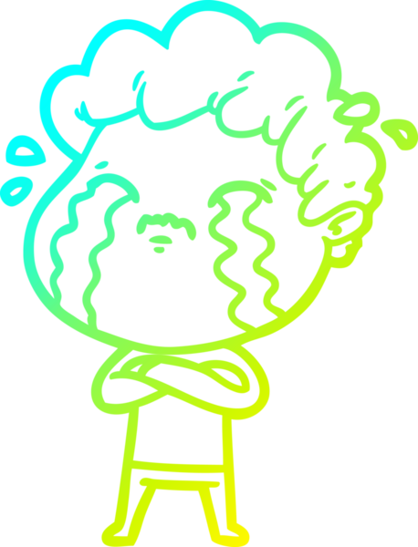 Bir insan tarafından çizilmiş ağlayan bir çizgi film karakteri çizimi.