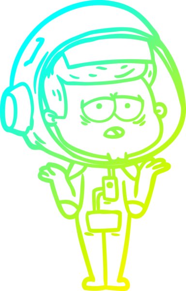 Bir insan tarafından çizilmiş soğuk gradyan çizgi çizimi yorgun astronot