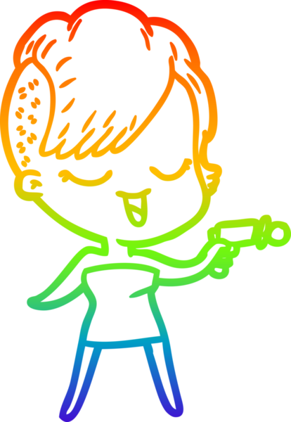 gökkuşağı gradyan çizimi mutlu bir çizgi film kızı bir insan tarafından çizildi