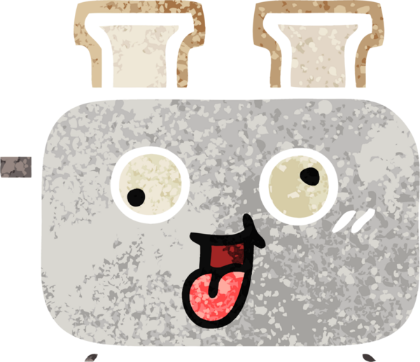 Bir insan tarafından çizilmiş bir tost makinesinin retro çizim stili karikatürü