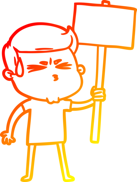 Bir insan tarafından çizilmiş terleyen bir çizgi film karakterinin sıcak çizgi çizimi.