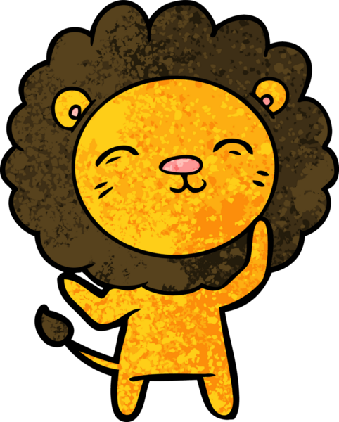 Bir insan tarafından çizilmiş çizgi film aslanı.