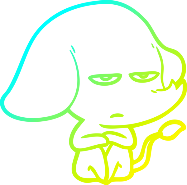 Bir insan tarafından çizilmiş soğuk bir çizgi film filinin çizimi.