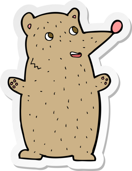 Bir insan tarafından çizilmiş komik bir ayının çıkartması.