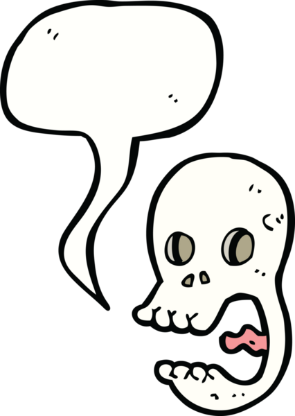 Bir insan tarafından çizilmiş komik bir kafatası.