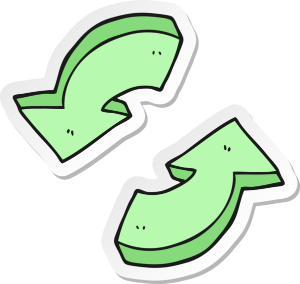 Bir insan tarafından çizilmiş okları geri dönüştüren bir çizgi film etiketi.