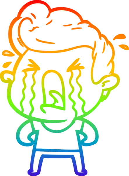 Bir insan tarafından çizilmiş ağlayan bir adamın çizdiği gökkuşağı gradyan çizgisi.