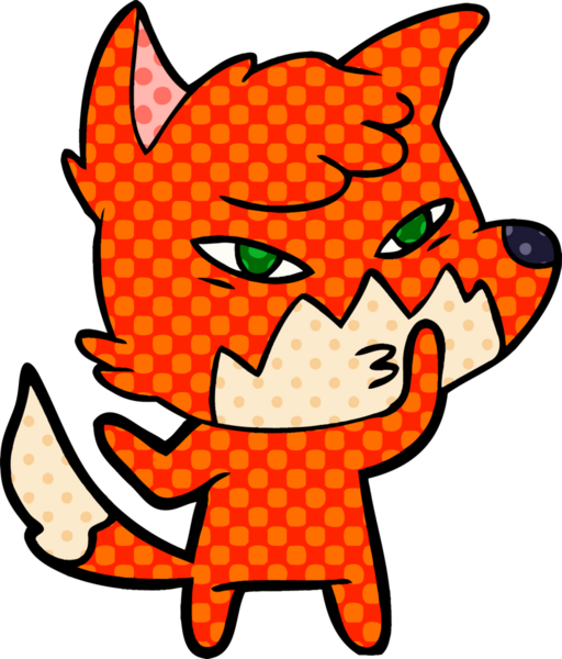 Bir insan tarafından çizilmiş akıllı çizgi film tilkisi.