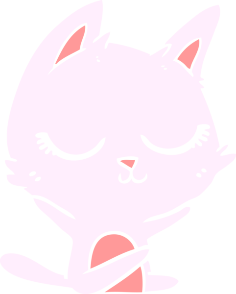 Bir insan tarafından çizilmiş düz renkli çizgi film kedisi