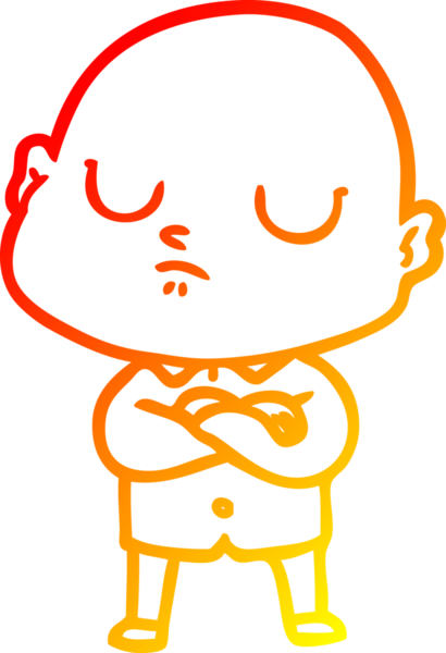 Bir insan tarafından çizilmiş kel bir adamın sıcak çizgi çizimi.