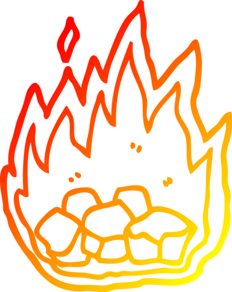 Bir insan tarafından çizilmiş sıcak bir çizgi film çizimi korkunç yanan cadılar bayramı kömürü