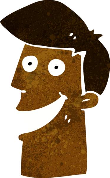 Bir insan tarafından çizilmiş sırıtan bir çizgi film adamı.