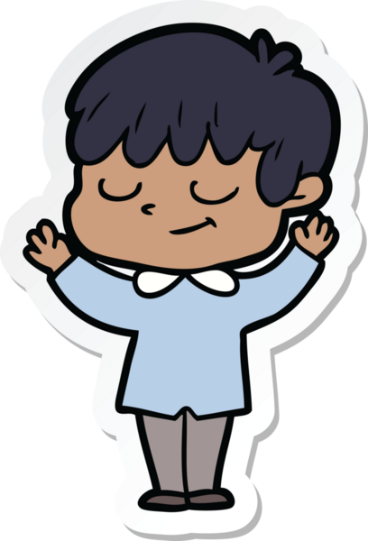 Bir insan tarafından çizilmiş mutlu bir çocuğun çıkartması.