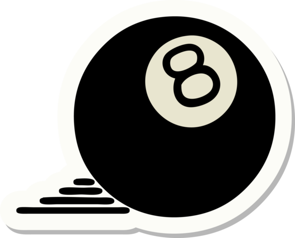 Bir insan tarafından çizilmiş geleneksel 8 top stili dövme çıkartması.