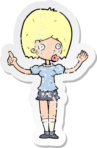 Bir insan tarafından çizilen noktayı açıklayan karikatürist bir kadının gerilimli çıkartması.