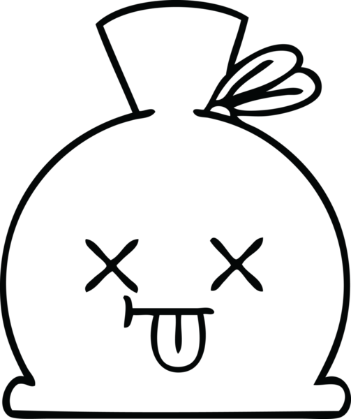 Bir insan tarafından çizilmiş çuval karikatürü.