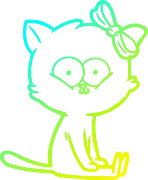 Bir insan tarafından çizilen çizgi film kedisinin soğuk gradyan çizgisi.