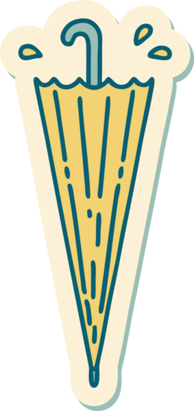 Bir insan tarafından çizilmiş geleneksel kapalı şemsiye stili dövme çıkartması.