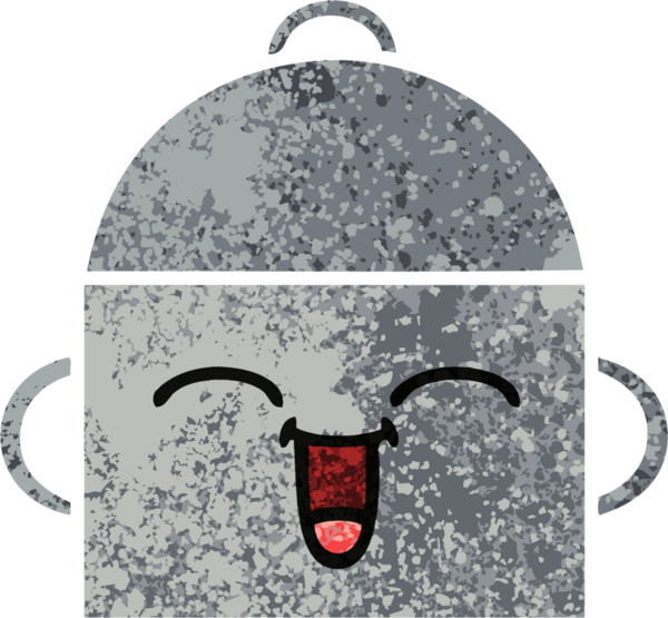 Bir insan tarafından çizilmiş yemek tenceresinin retro çizim tarzı karikatürü.