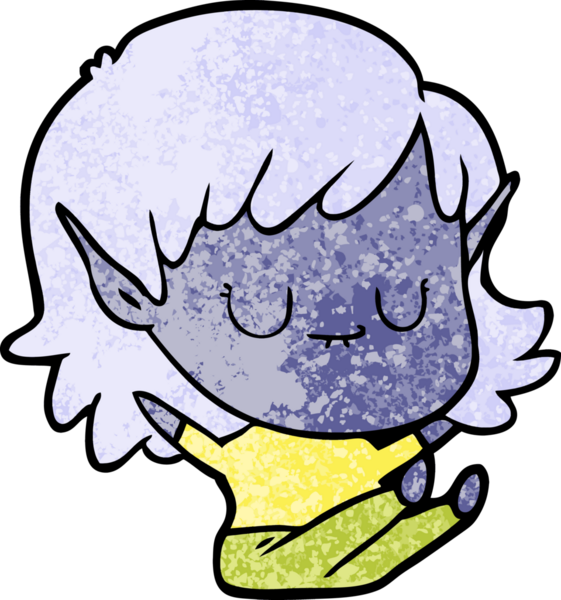 Bir insan tarafından çizilmiş mutlu elf kızı.