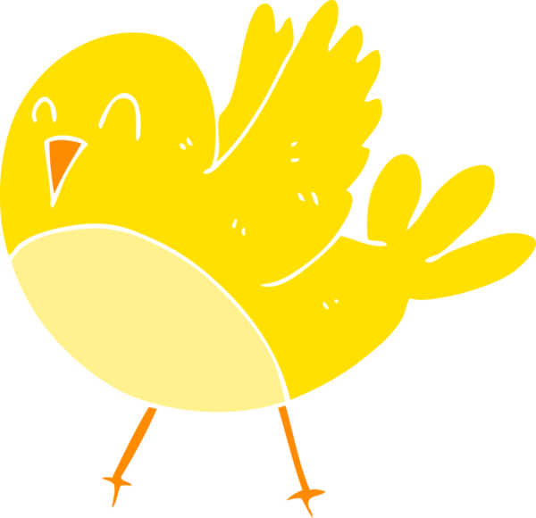 Bir insan tarafından çizilen kuşun düz renk çizimi